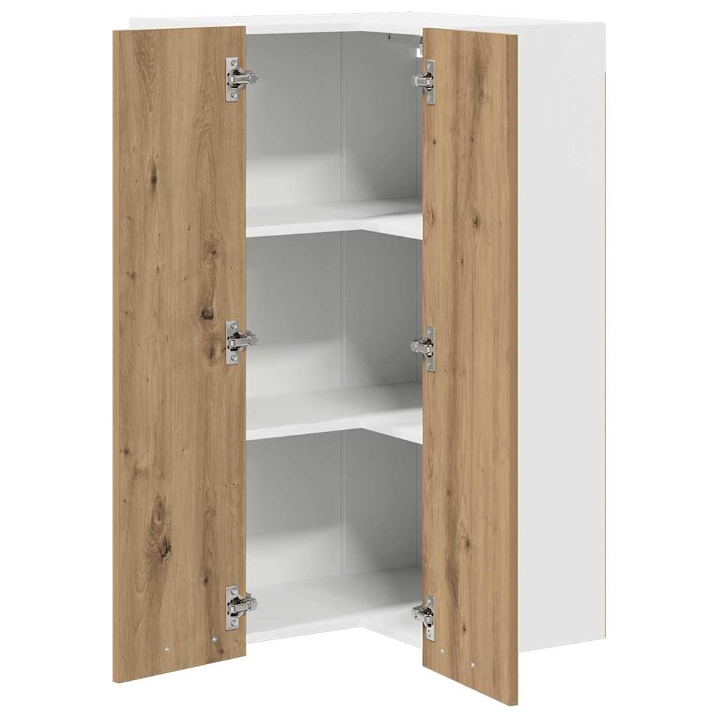 Hanging Cabinet Riga Artisan Oak and White 57 x 57 x 100 cm